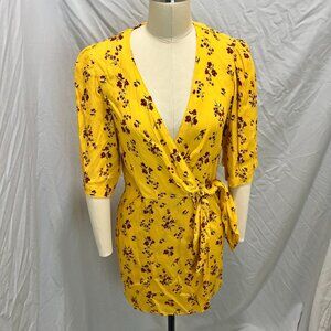Thakoon Collective Yellow Floral Wrap Dress Size 4